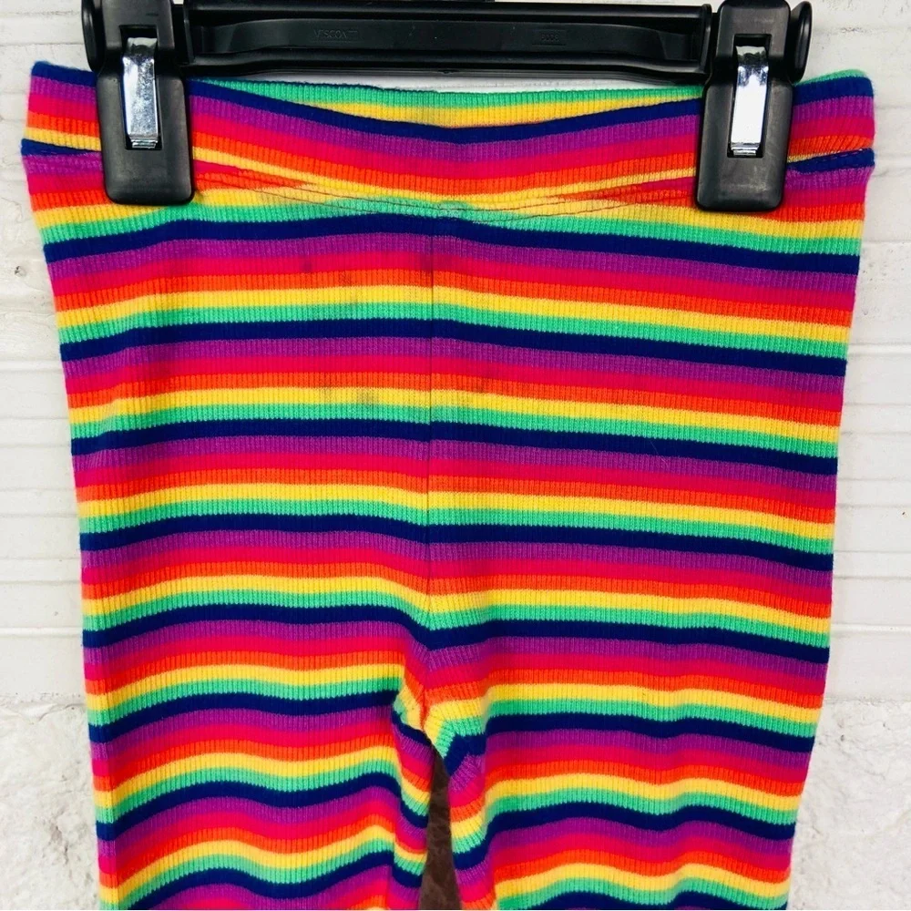 GYMBOREE rainbow Colorful Striped ribbed ruffle bottom cotton stretch Leggings